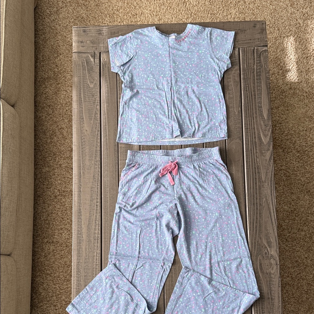 P.J. Salvage Women’s Pajama Set - Light Blue with Pink Stars